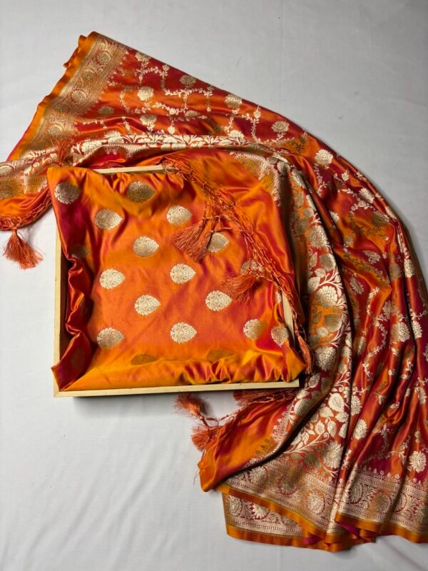 Burnt Orange Mashru Silk Banarasi Suit