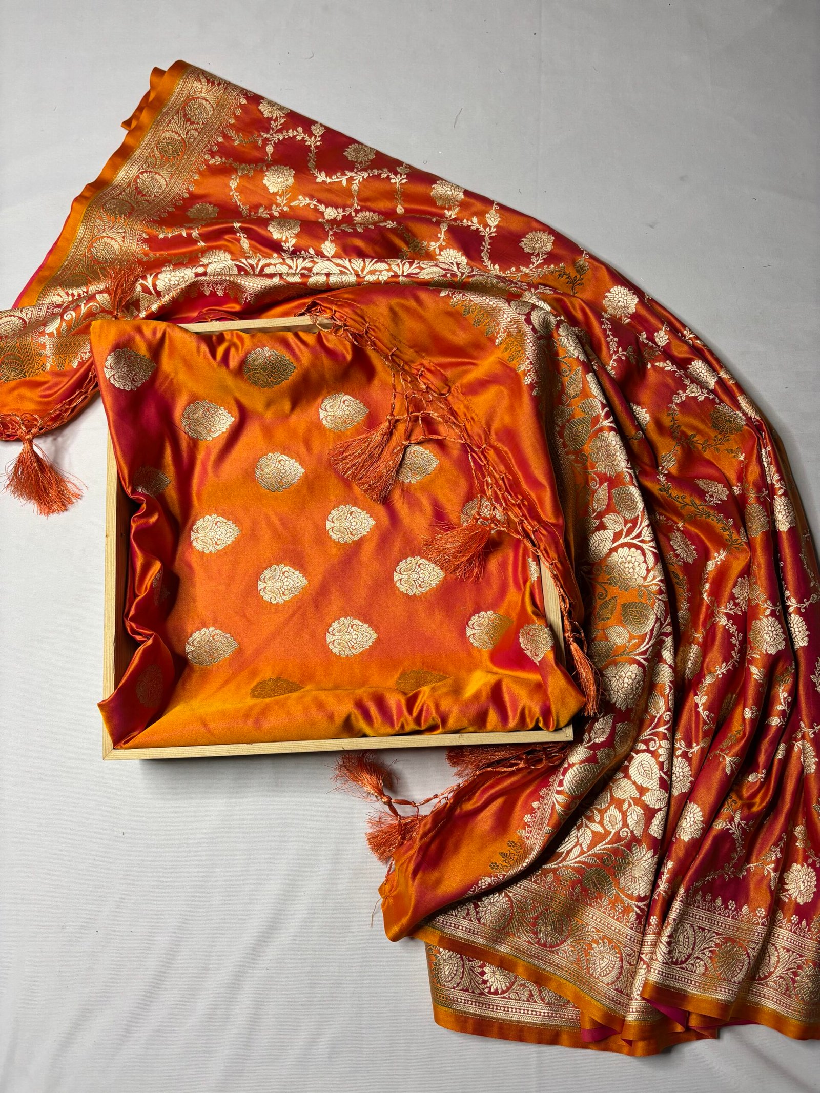 Burnt Orange Mashru Silk Banarasi Suit