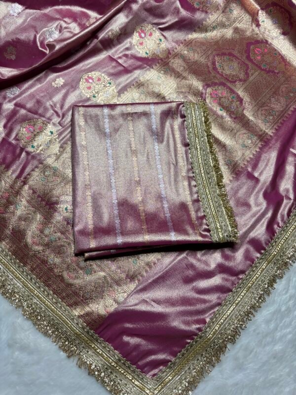 Cherry Pink Banarasi Tissue Silk With Sona Rupa Meena Kadhiyal