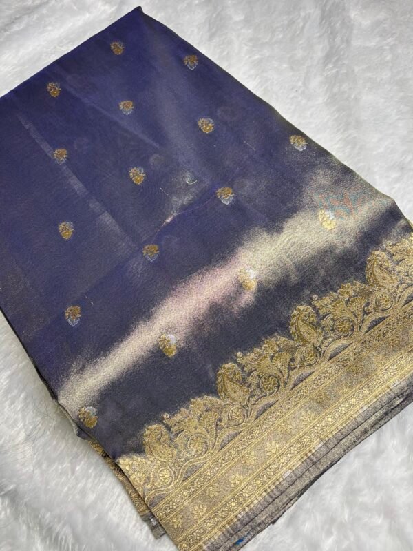 Lavender Banarasi Tissue Silk Saree-Front View