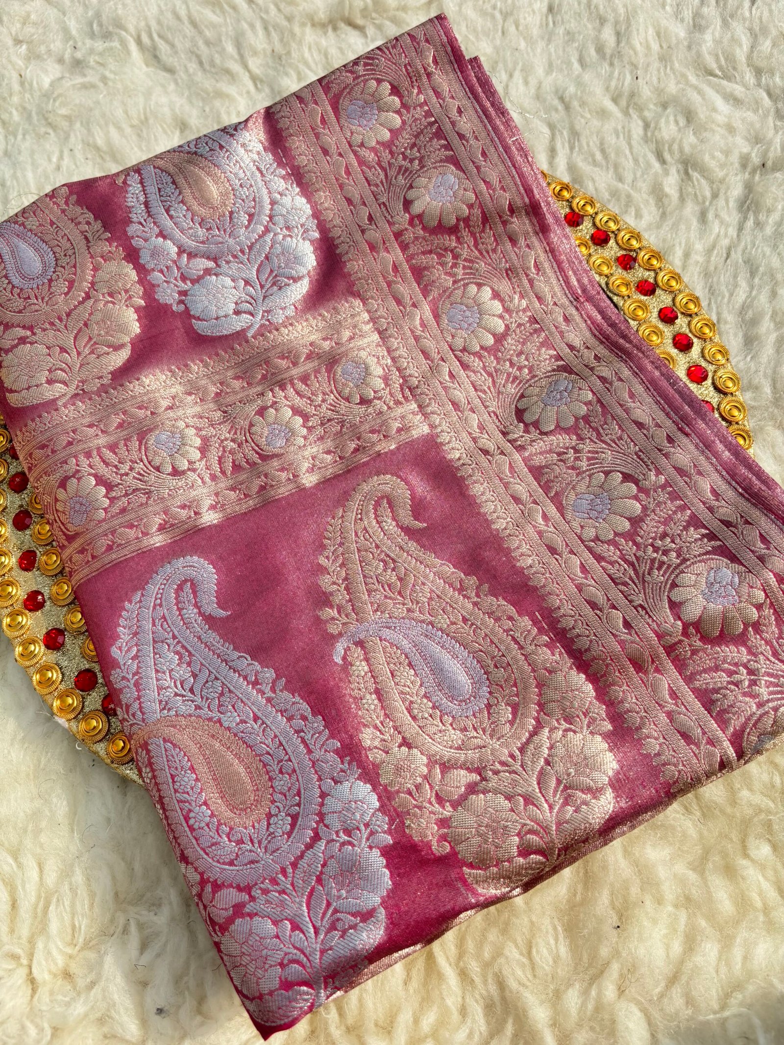 Light Rani Pink Sona Rupa Banarasi Tissue Saree