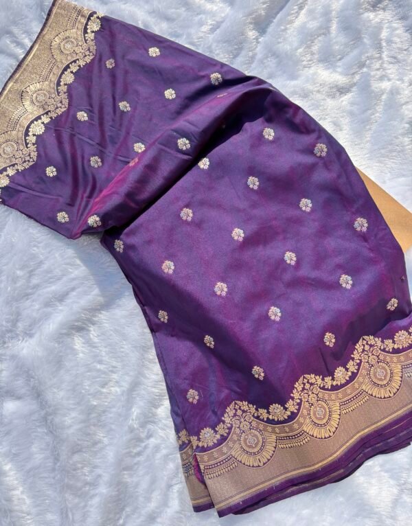 Purple Minakari Booti Uppada Katan Silk Banarasi Saree