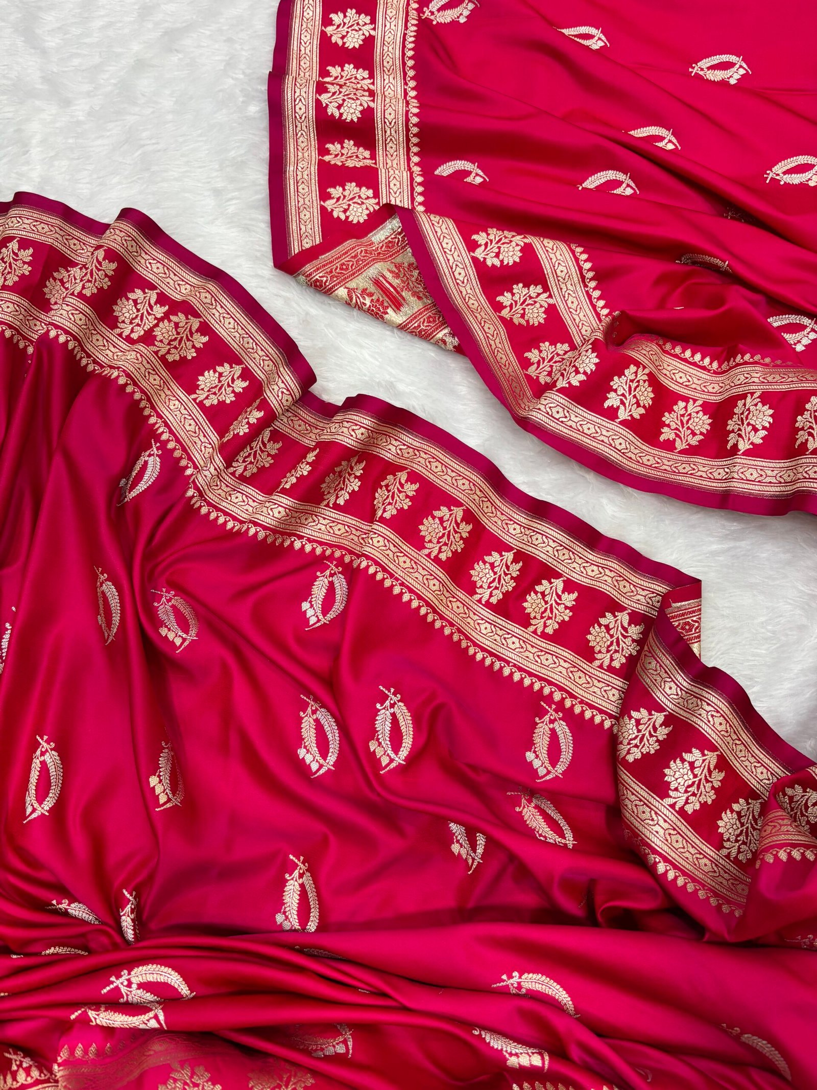Rani Pink Mashru Silk Banarasi Saree