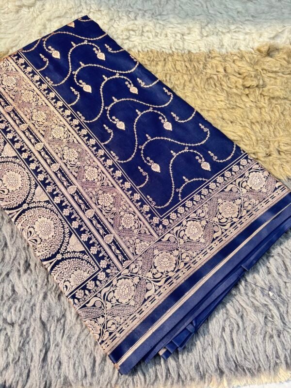 Royal Blue Banarasi Satin Silk Saree