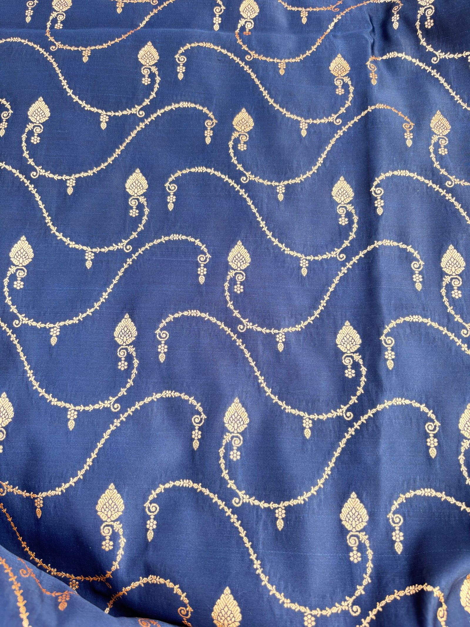 Royal Blue Banarasi Satin Silk Saree-Design Close Up