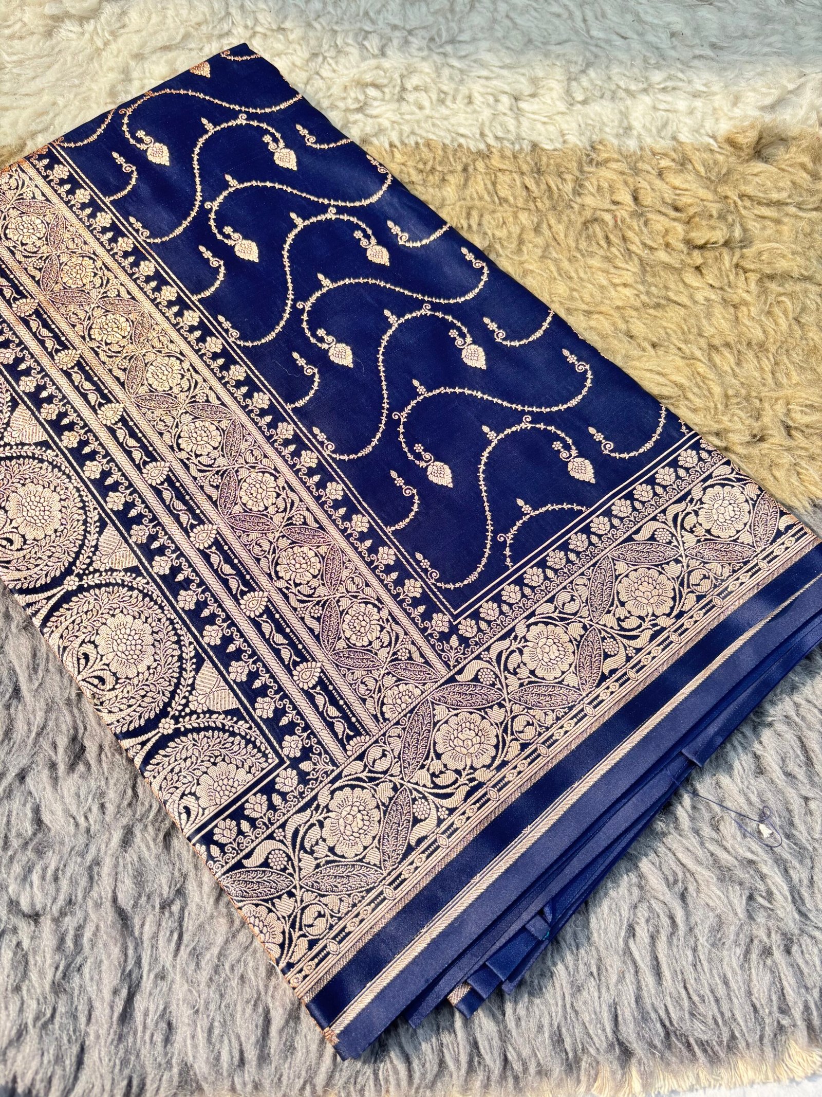 Royal Blue Banarasi Satin Silk Saree
