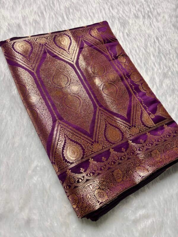 Royal Purple Boota Satin Katan Silk Banarasi Saree