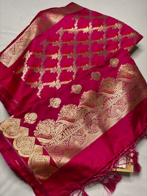 Ruby Pink Mashru Silk Banarasi Suit with Soft Meena Pattern