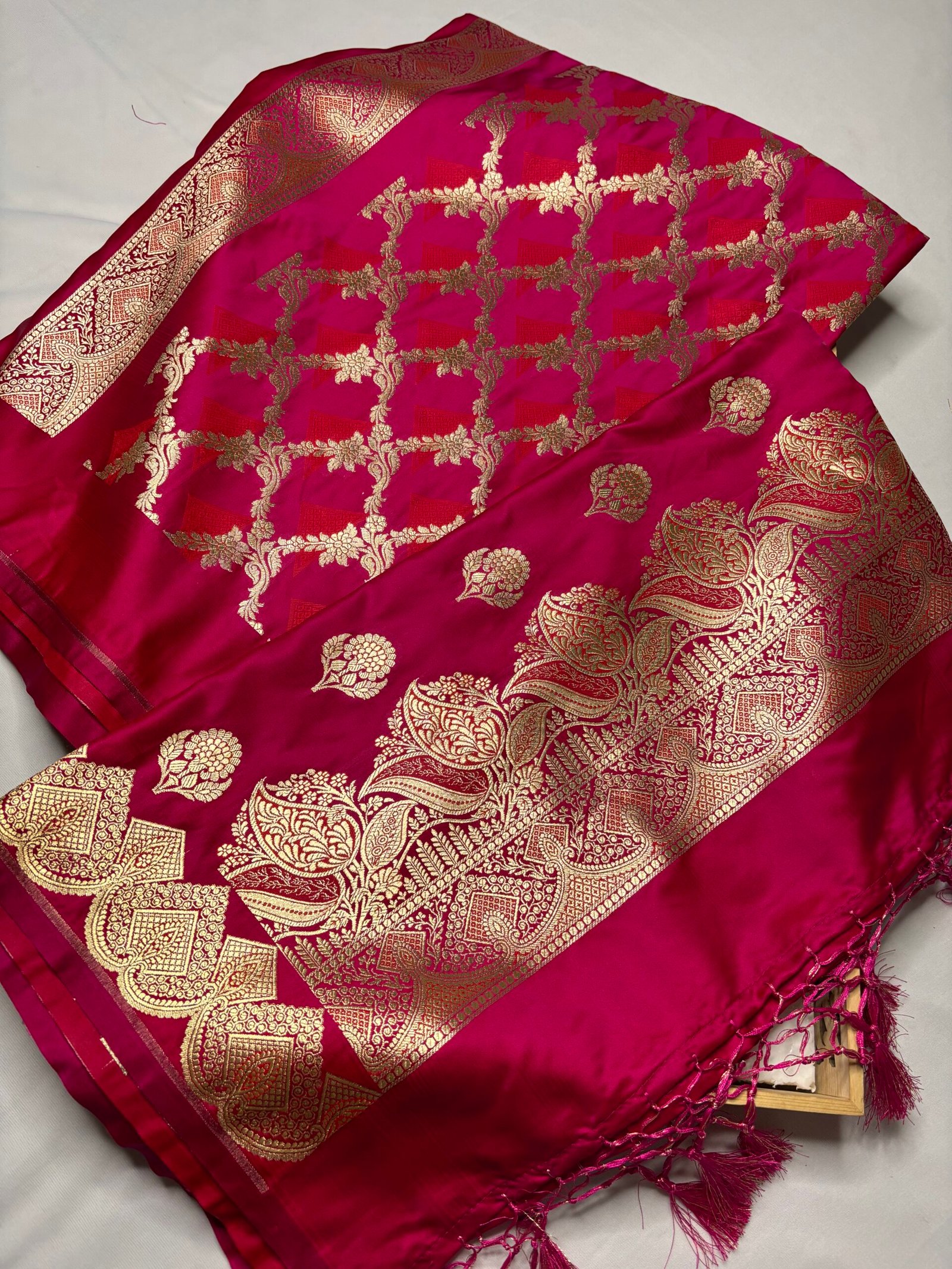 Ruby Pink Mashru Silk Banarasi Suit with Soft Meena Pattern
