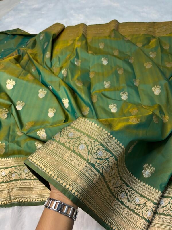 Short Green Uppada Katan Silk Banarasi Saree