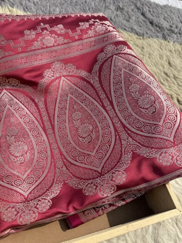 Wine Maroon Mashru Katan Silk Banarasi Saree