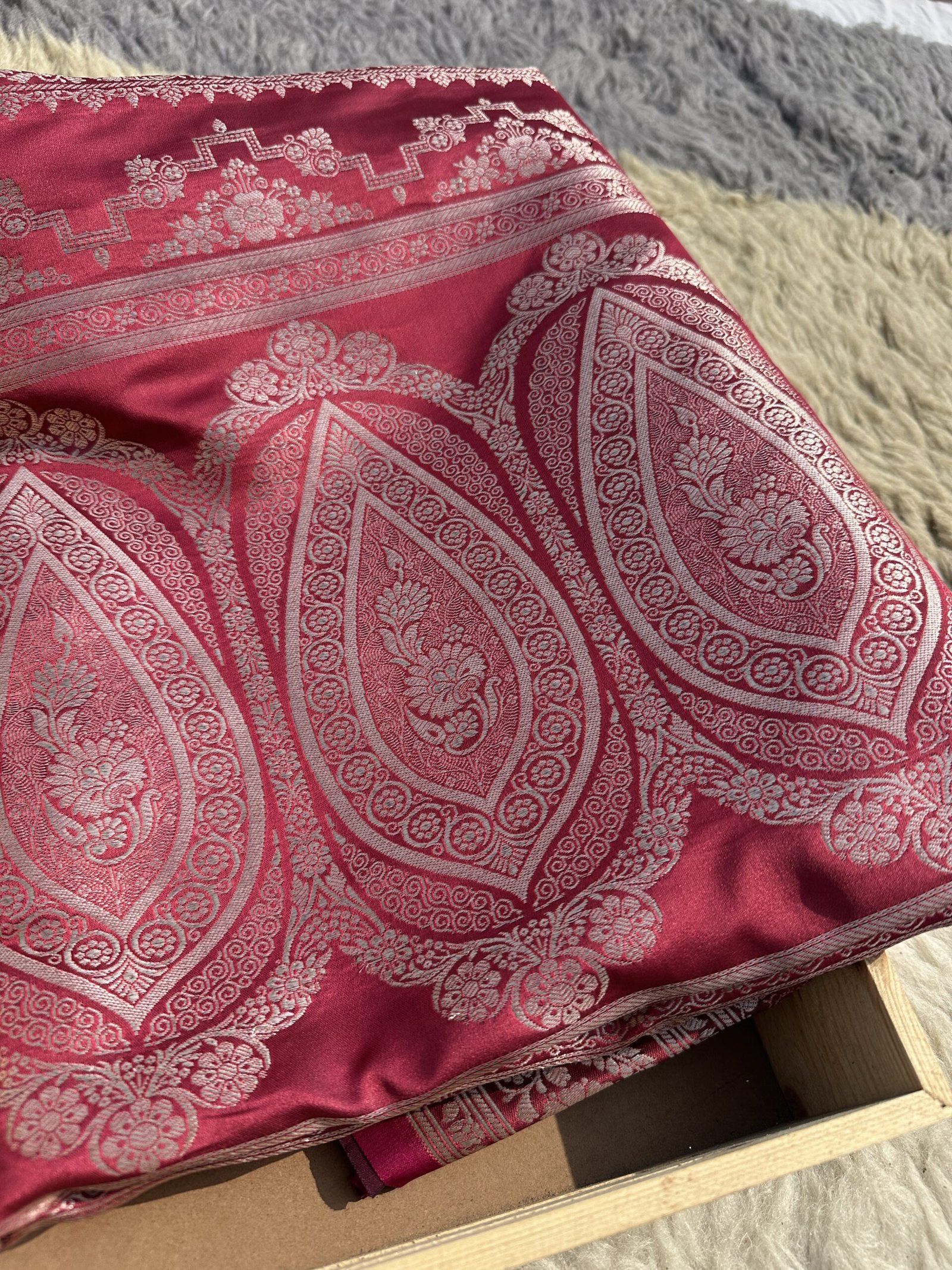 Wine Maroon Mashru Katan Silk Banarasi Saree